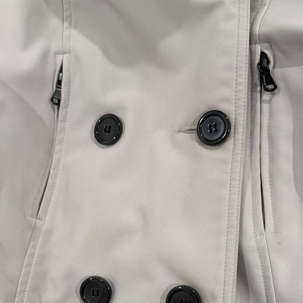 Women's Cream Trench Coat with detachable hood - Picture 3 of 5
